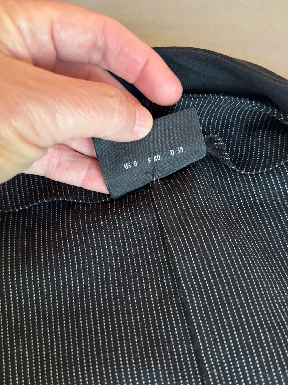 AKRIS Tailored Wool Blend Jacket Black Textured Pinstripe Notch-Collar Blazer - Picture 13 of 16